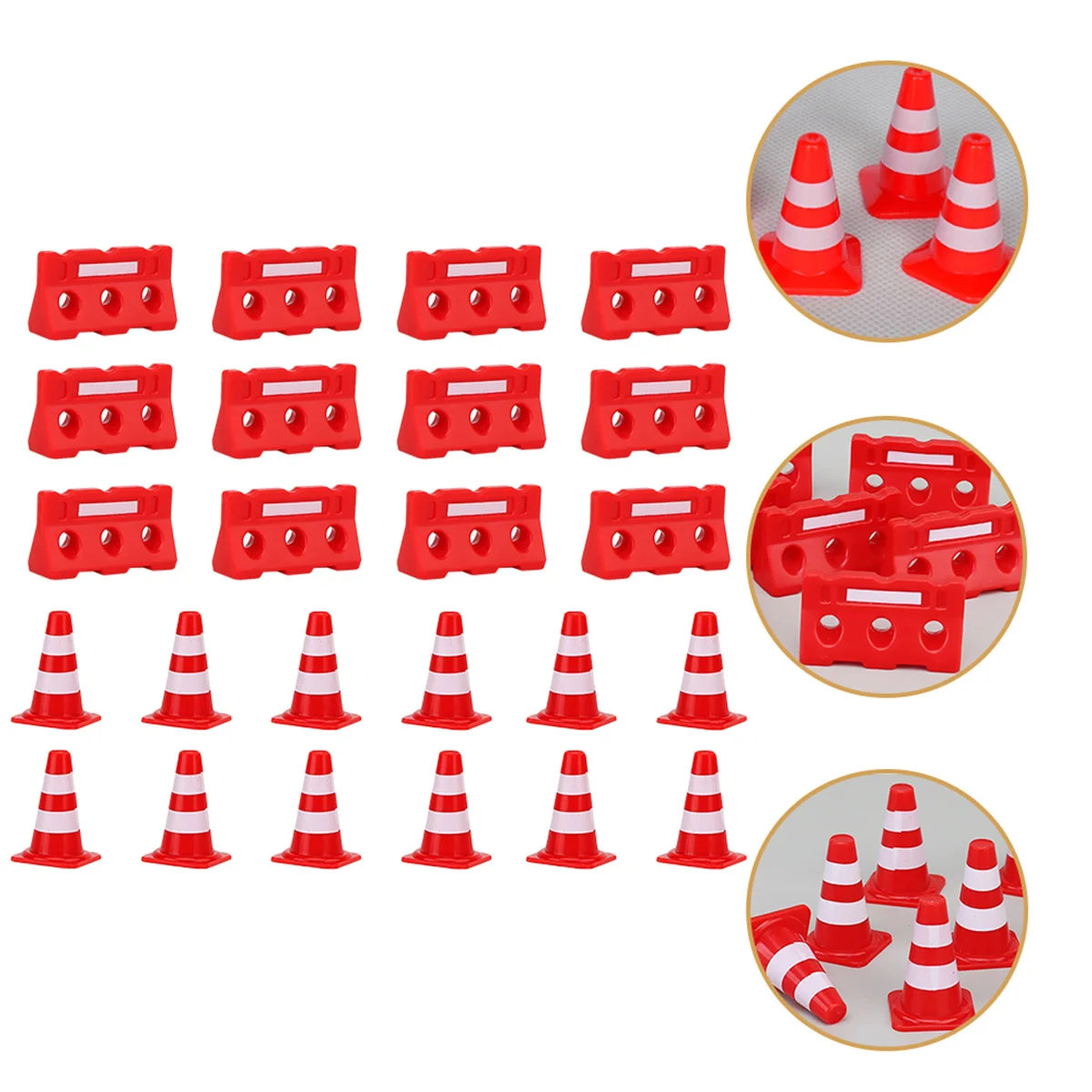 

48pcs Mini Road Cones Fences Simulation Roadblocks Educational Plaything