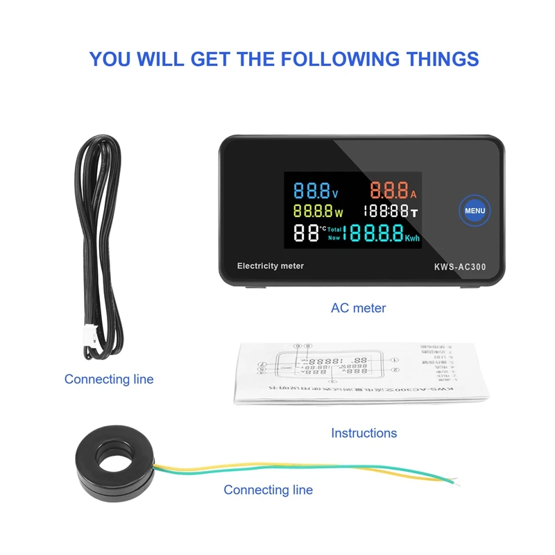 Ваттметр переменного тока AC300 50-300 В Вольтметр Амперметр Счетчик энергии