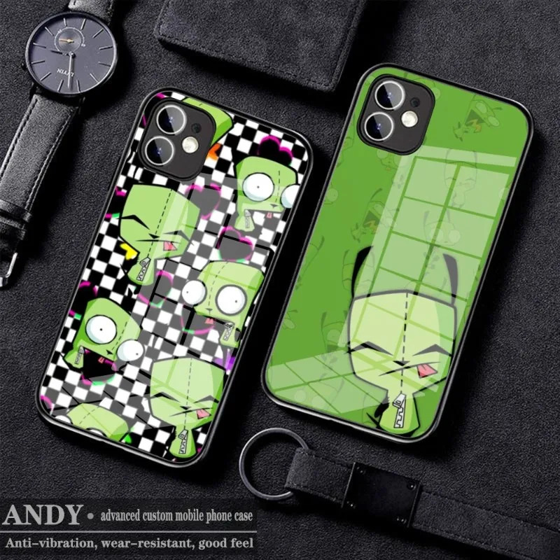 Фото Чехол для телефона Invader Zim из закаленного стекла для IPhone 14 13 11 12 Pro 8 7 Plus X 13 Pro MAX XR XS MINI, чехлы №3