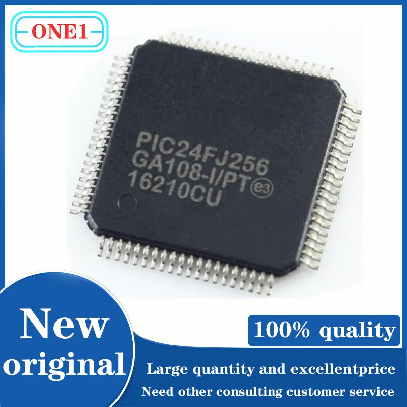 1PCS/lot 	PIC24FJ256GA108-I/PT PIC24FJ256GA108-I PIC24FJ256GA108 IC MCU 16BIT 256KB FLASH 80TQFP IC Chip New original