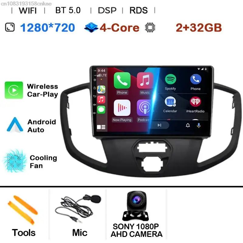 

Автомобильный радиоприемник Мультимедийный навигационный 9-дюймовый Android 15 для Ford Transit 2015-2021 Стерео Dsp Видеоплеер 4G Wi-Fi Авторадио BT Без DVD