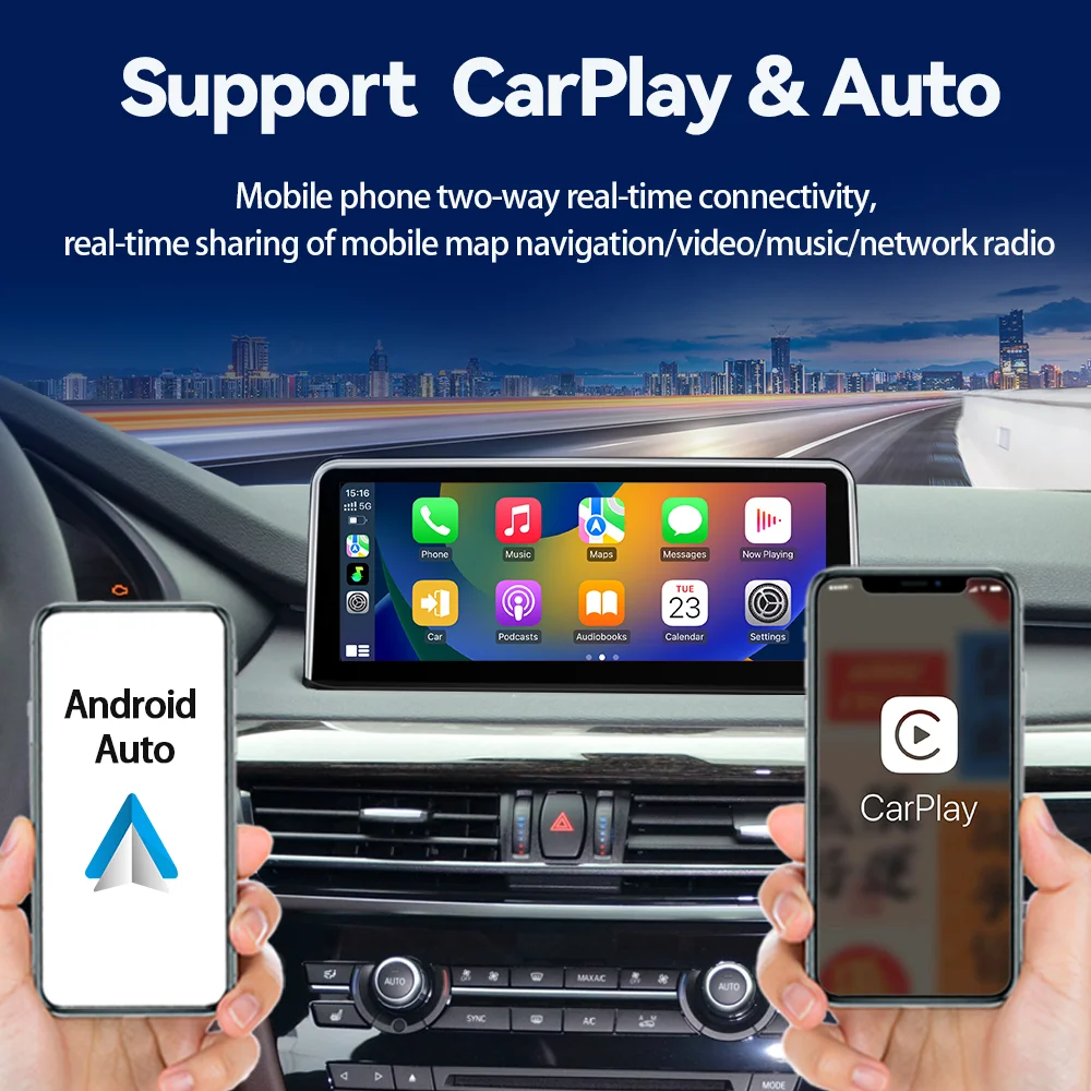 Новинка ID8 UI Android 14 беспроводной CarPlay авто для BMW X5 F15 X6 F16 F85 2013-2018 Автомобильный