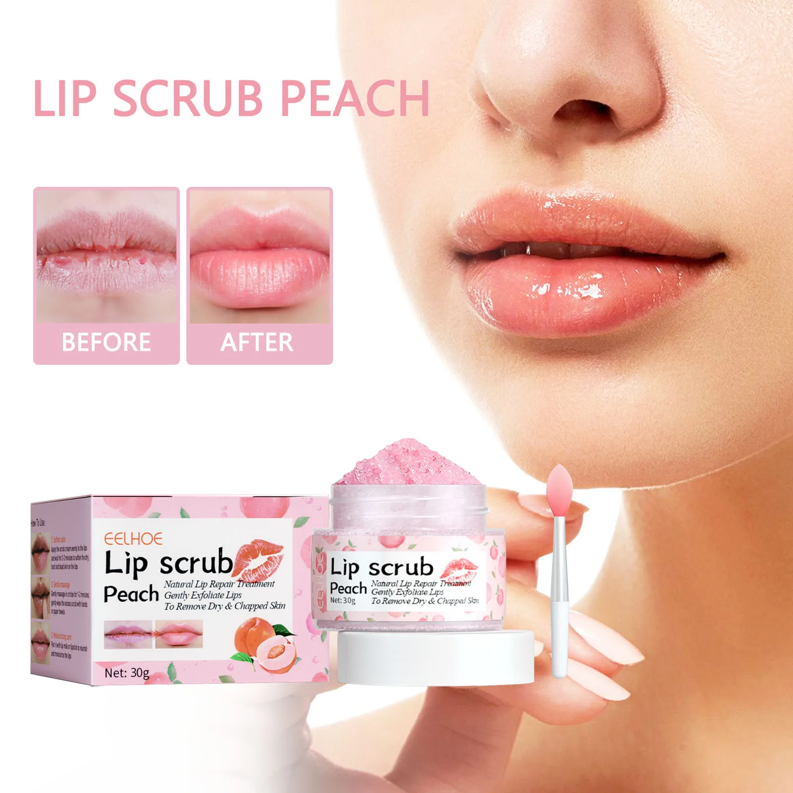 

30g peach lip scrub moisturizing and lightening lip lines moisturizing removing dead skin glowing lip and tender lip scrub