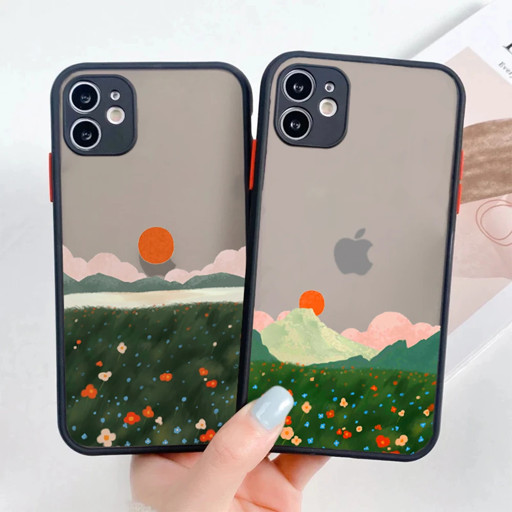 

Grassland Sunset Phone Case For iPhone 14 Plus 12 ProMax Cases For iPhone 13 Mini 11Pro 7 8 Plus XR XS Max Hard Back Coque Cover
