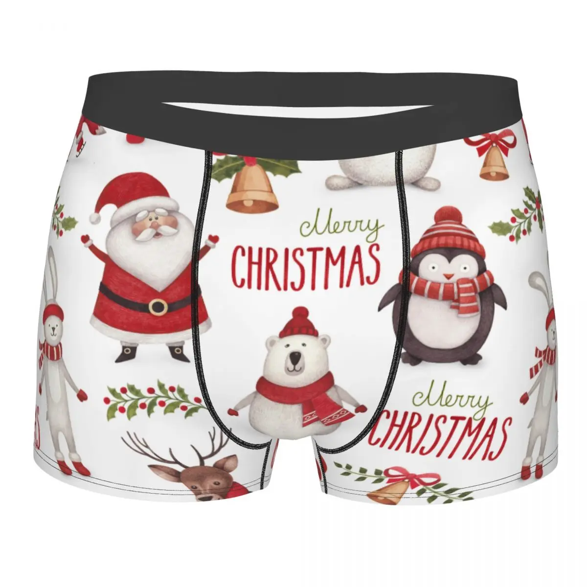 

Novelty Boxer Shorts Panties Briefs Men Cute Santa Claus Christmas Winter Underwear Breathable Underpants for Homme Plus Size