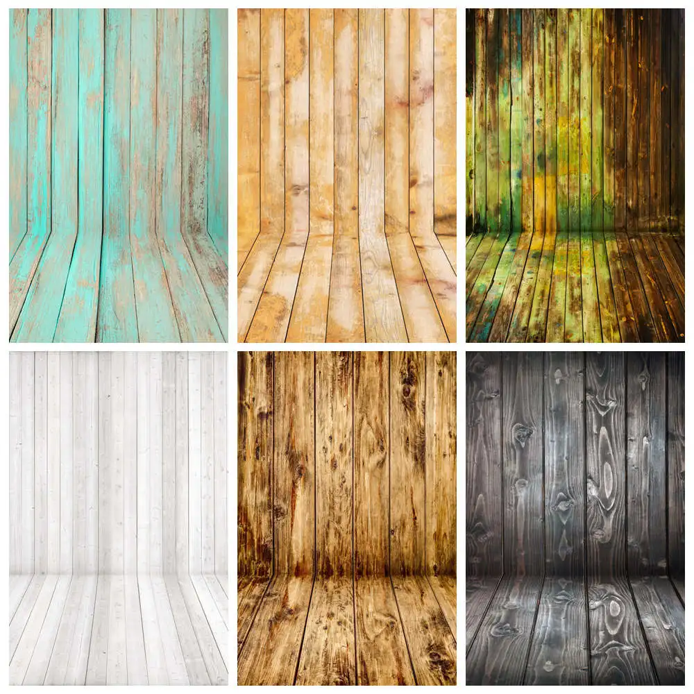 Photography Backdrops Stand Wooden Board Decoration Grunge Retro Blue Planks Wall Floor Home Party Studio Photo Background Props