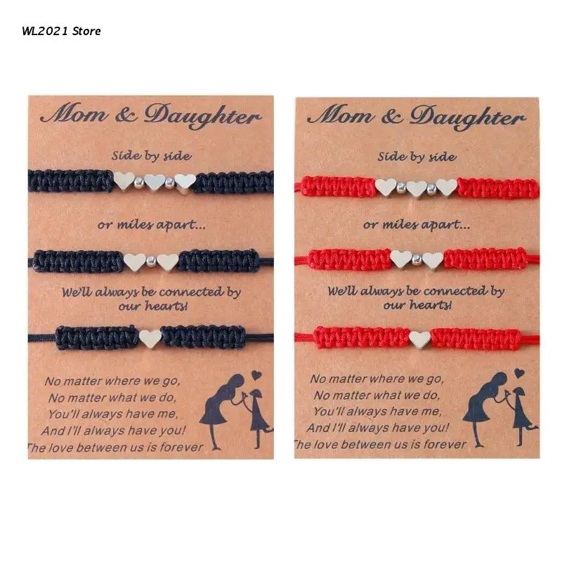 

3 PCS Bracelets Handmade Heart Shape Charm Bracelets Rope Thread String Bracelet
