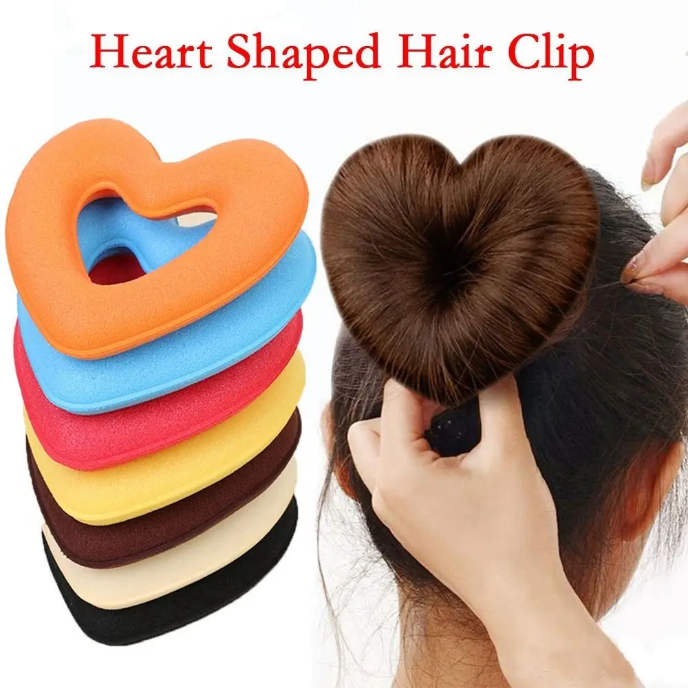 

Heart Donut Shaped Bun Wraps Hair Ring Clip Set For Women Girls Sponget Bract Head Disk Curler Hair Updo Maker Hair Accessories