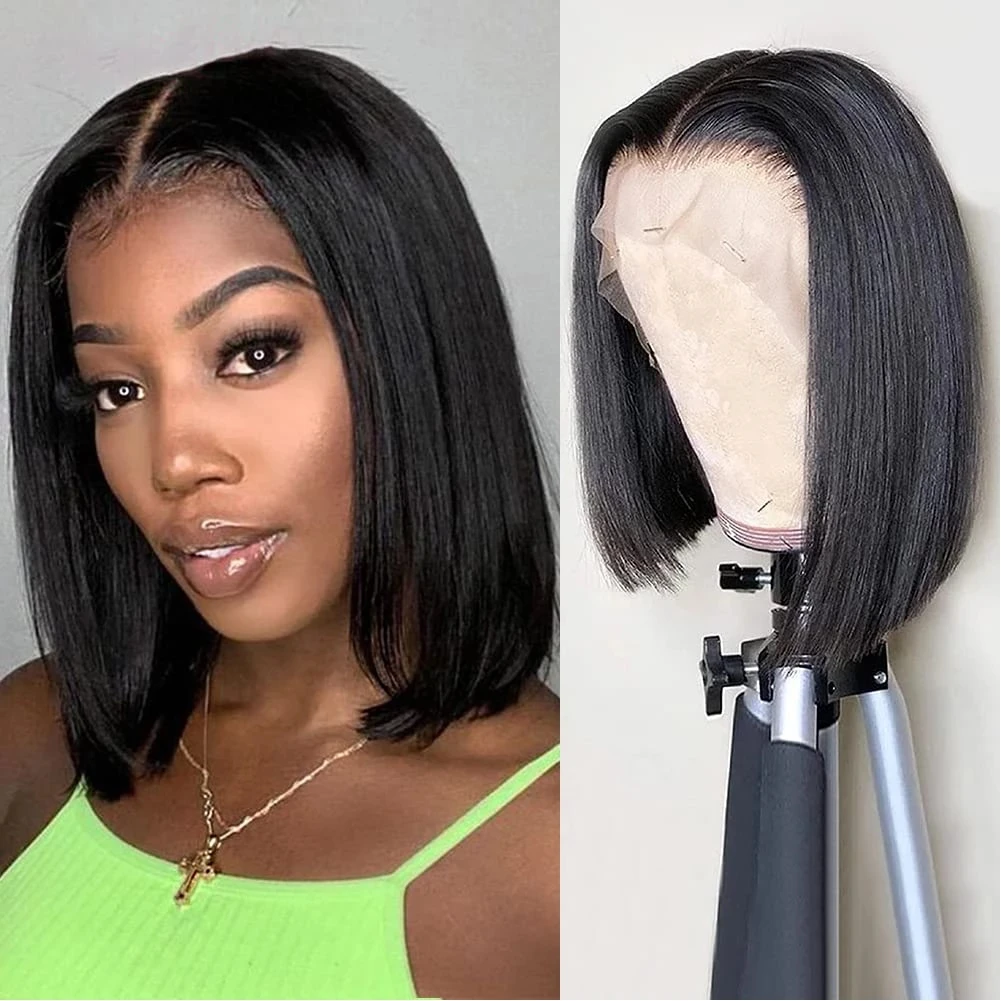 

Preplucked Short Human Hair Bob Wigs 150 Density 13x4 Lace Frontal Front Wig13x6 Peruvian Transparent 4x4 Closure Women Wig