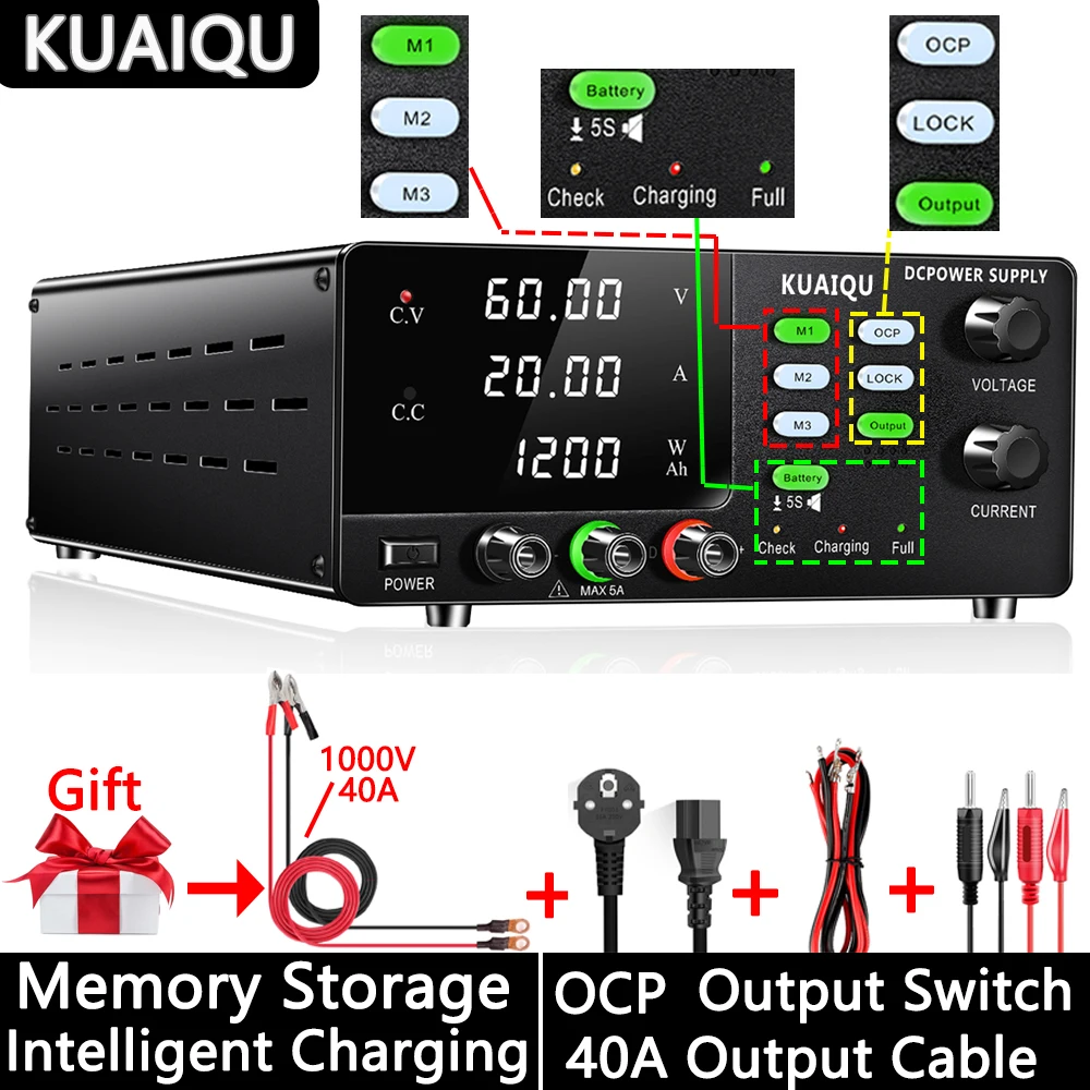 Регулируемый источник питания с батареей OCP выключателем памятью лабораторным
