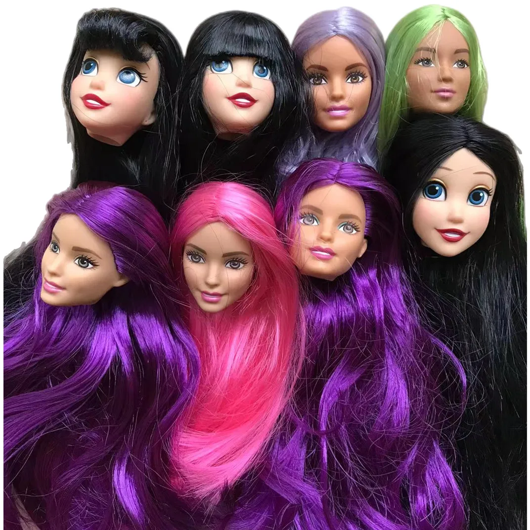 Ful Hair Doll Accessories Black Brown White Beige Skin Doll Toy Figures Heads