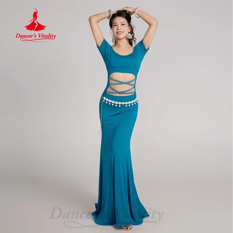 Фото Одежда для тренировок BellyDance для женщин, удобное и элегантное модальное платье «рыбий хвост», профессиональная тренировочная одежда для танца живота №1