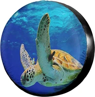 green sea turtle spare tire cover polyester sunscreen waterproof wheel covers for jeep trailer rv suv truck and many vehicles