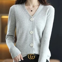 sweaters womens slim fit knit 2022 autumn cotton knitted single button splicing v neck cardigan jumper jerseys sweater woman