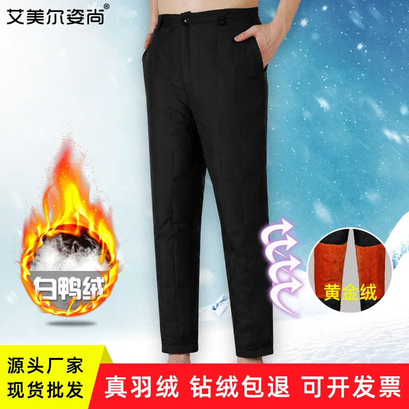 

2022 Men's Loose High Waist Thick Warm down Pants