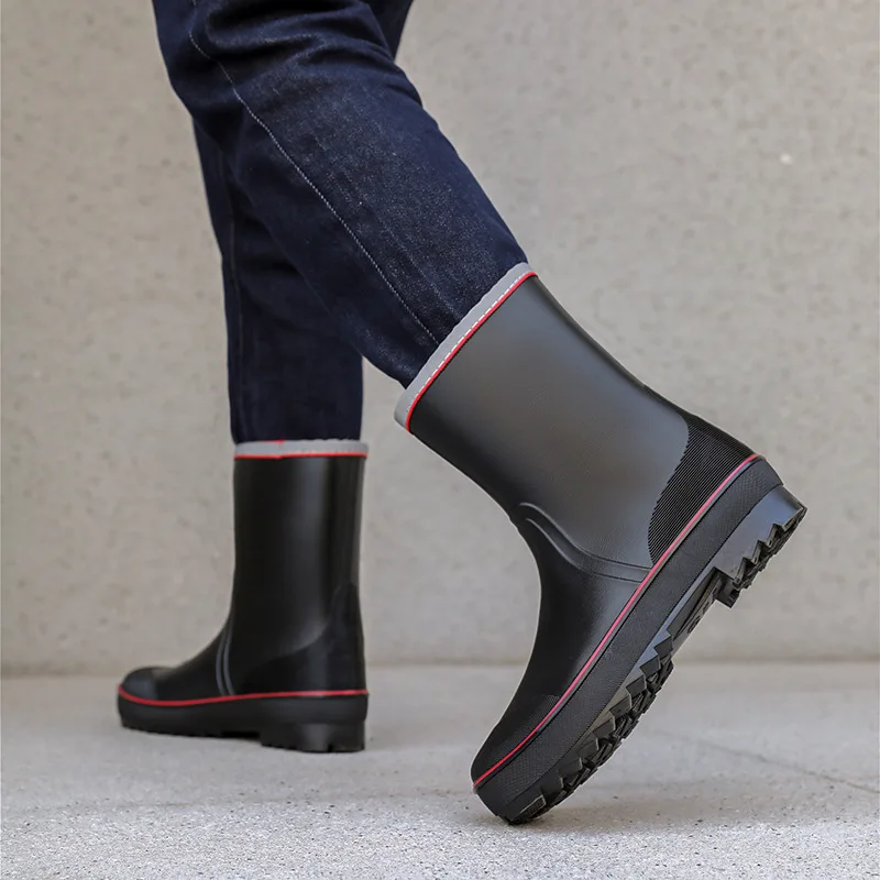 

2023 Rubber Man Boots Trend Men Rain Boots Platform Outdoor Shoes Slip on Waterproof Work Mens Booties Fishing Boots Rain Boots