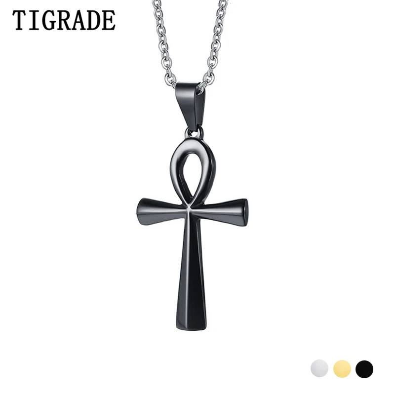 

Tigrade Stainless Steel Religion Egyptian Crucifix Necklaces For Men Women Symbol of Life Cross Pendant Necklace Prayer Jewelry