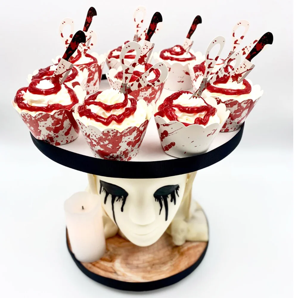 Топперы для кексов на Хэллоуин обертки украшения торта ужасов кровавый нож