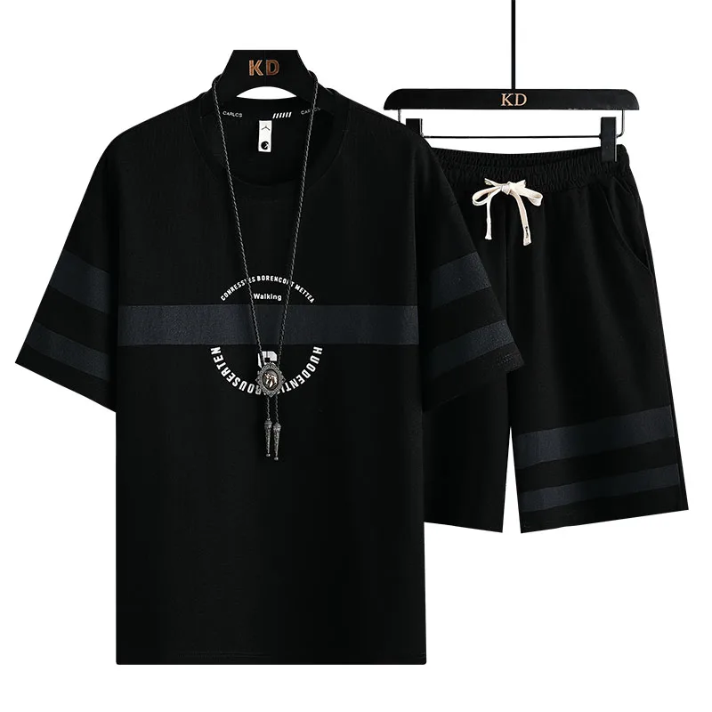 Summer Fashion Brand New Casual T-shirt Short Sleeve Loose Teen Trendy Two-Piece Suit 2023 New Fashion Outfit Men