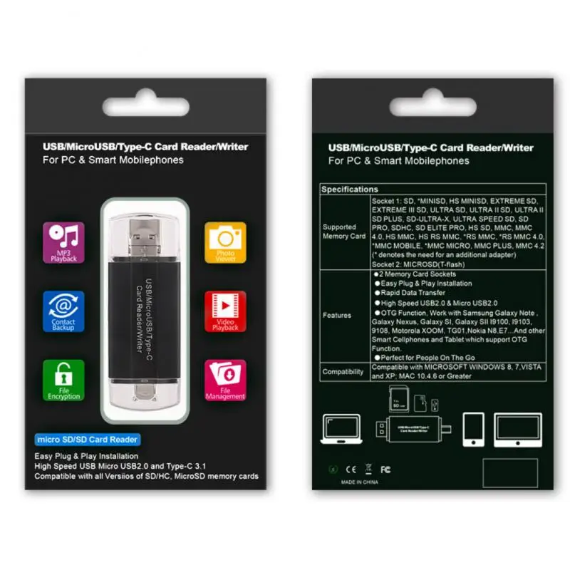 

2 In 1 Support Tf Android Usb Flash Disk Reader - / Sd Card / Usb Reader Data Transmission Multifunctional Video Playback