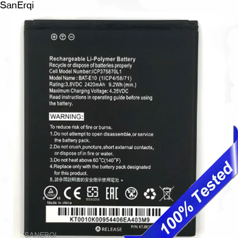

1 Pcs Battery for-Acer Liquid Z530 LTE T02 BAT-E10 Z530S (1ICP4/58/71) ICP9375870L1 High Quality 2420mAh