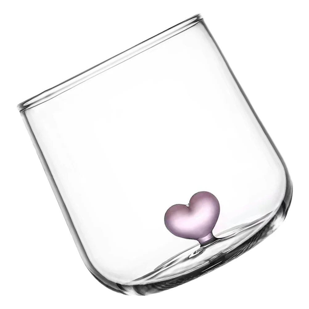 

Glass Cup Stemless Glass Heart Drinking Tumbler Flat Bottom Tumbler Kitchen Wedding for Cocktail Water Iced Tea