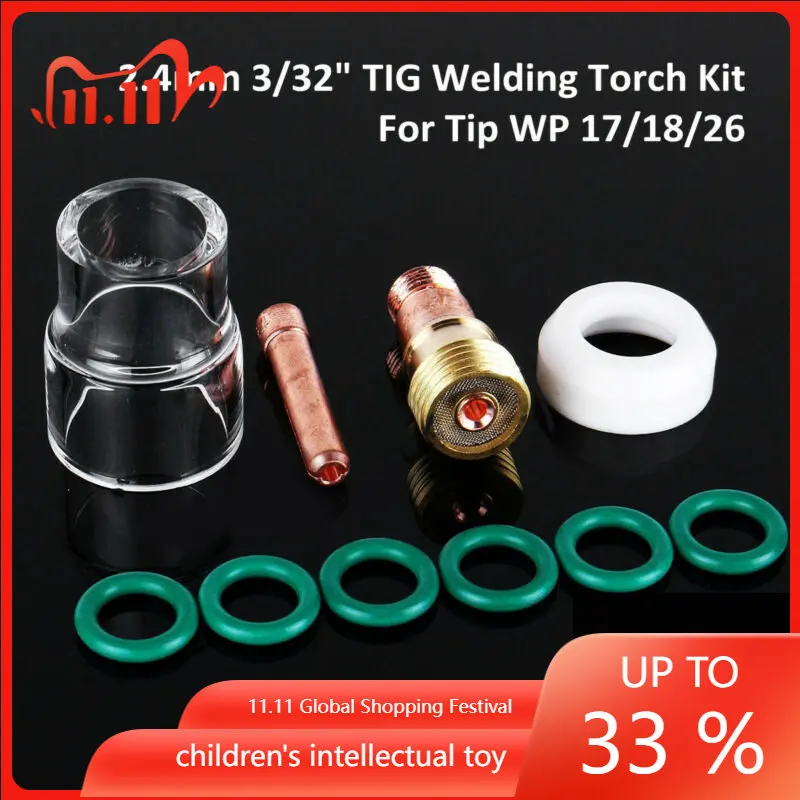 10pcs/Set TIG Welding Torch Stubby Gas Lens #12 Heat Resistant Cup Kit For WP-17/18/26 High Quality Tool Parts Pyrex Glass Cup