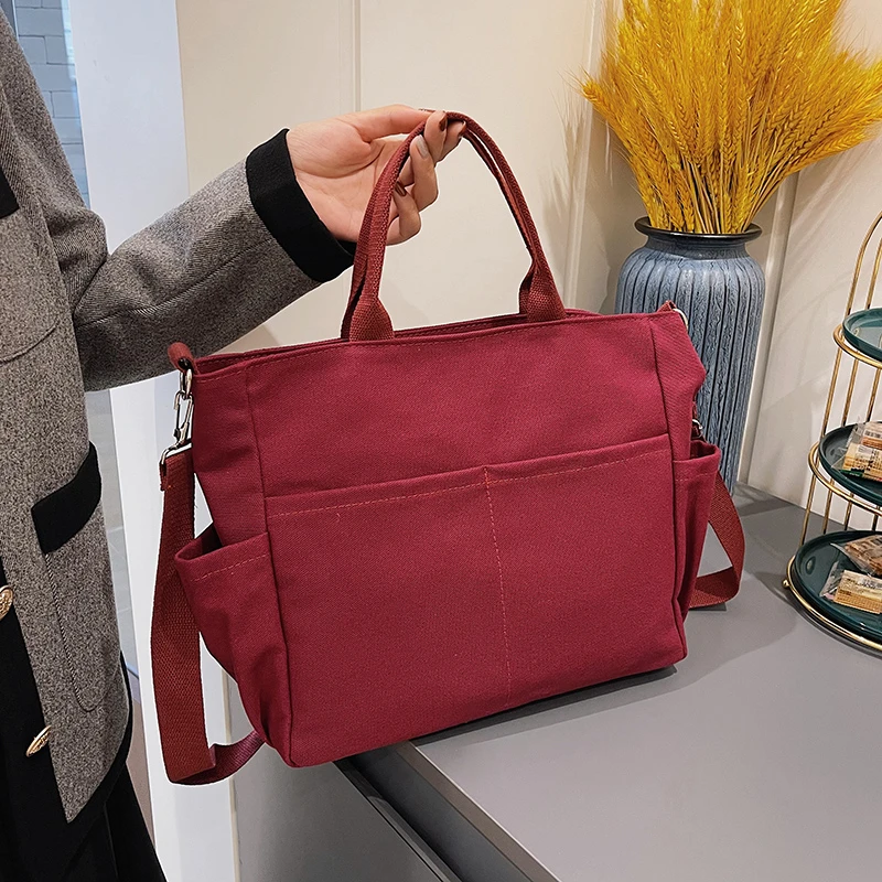 

Simple Fashion Large Capacity Shoulder Bag for Women Vintage Canvas Handbag 2022 New Casual Crossbody Bags Female Shopper Bag