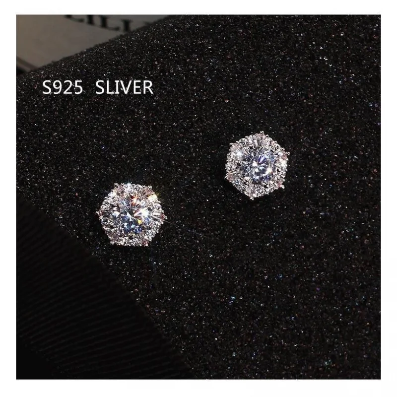 

Disney S925Earrings Women's Elegant Micro-Inlaid Square Diamond Earrings Fashion Shining Earrings