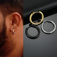 oocyspoo classic stainless steel round hoop earrings for men dia circle hoop earring men piercing ear buckle 1pair