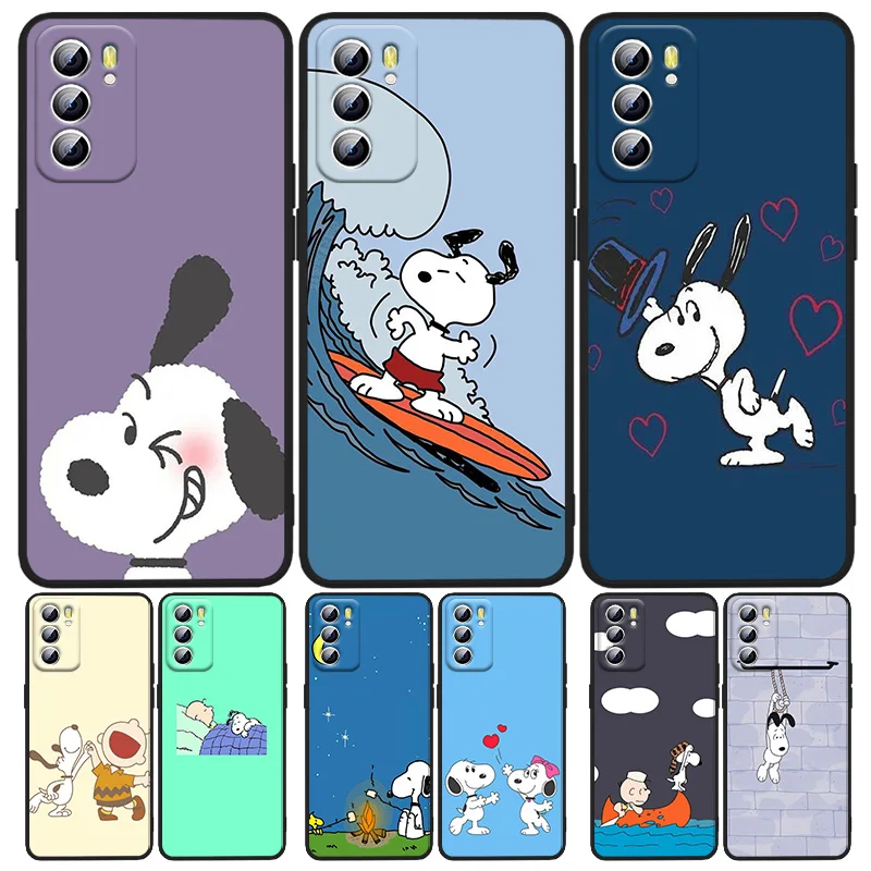 

Creative animation snoopy For OPPO A5 A9 A12 A16 A16S A52 A53S A53 A54S A55 A72 A73 A74 A76 A94 2018 2020 4G 5G Black Phone Case