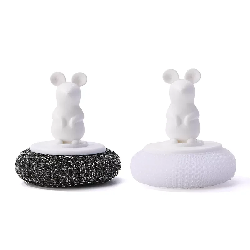 

2022New Cleaning Brushes Dish Washing Stove Degreasing Washer with Short Handle Steel Brush Sponge Kitchen Household Accessories