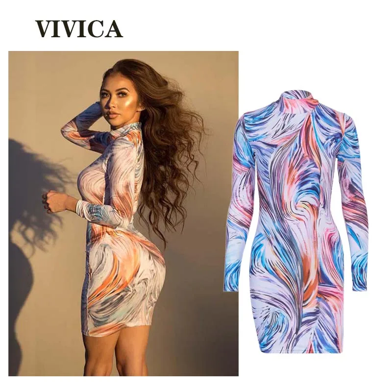 

2022 Autumn New Sexy Round Neck Mid-skirt Half High-neck Long-sleeved Fashion Dress for Women