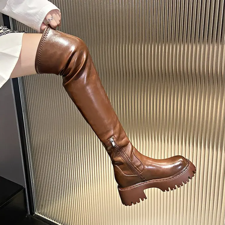 

Women's Boots Autumn Sexy Thigh High Heels High Sexy Winter Footwear Zipper Boots-Women Shoes Round Toe Over-the-Knee 2023 Lolit