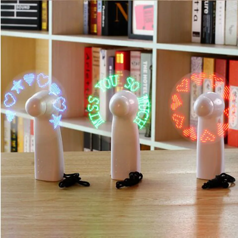 

LED Fan Portable Flashing Colorful Light Cooling Fan Battery Operated Festival Creative Confession Gift Desktop Cooler