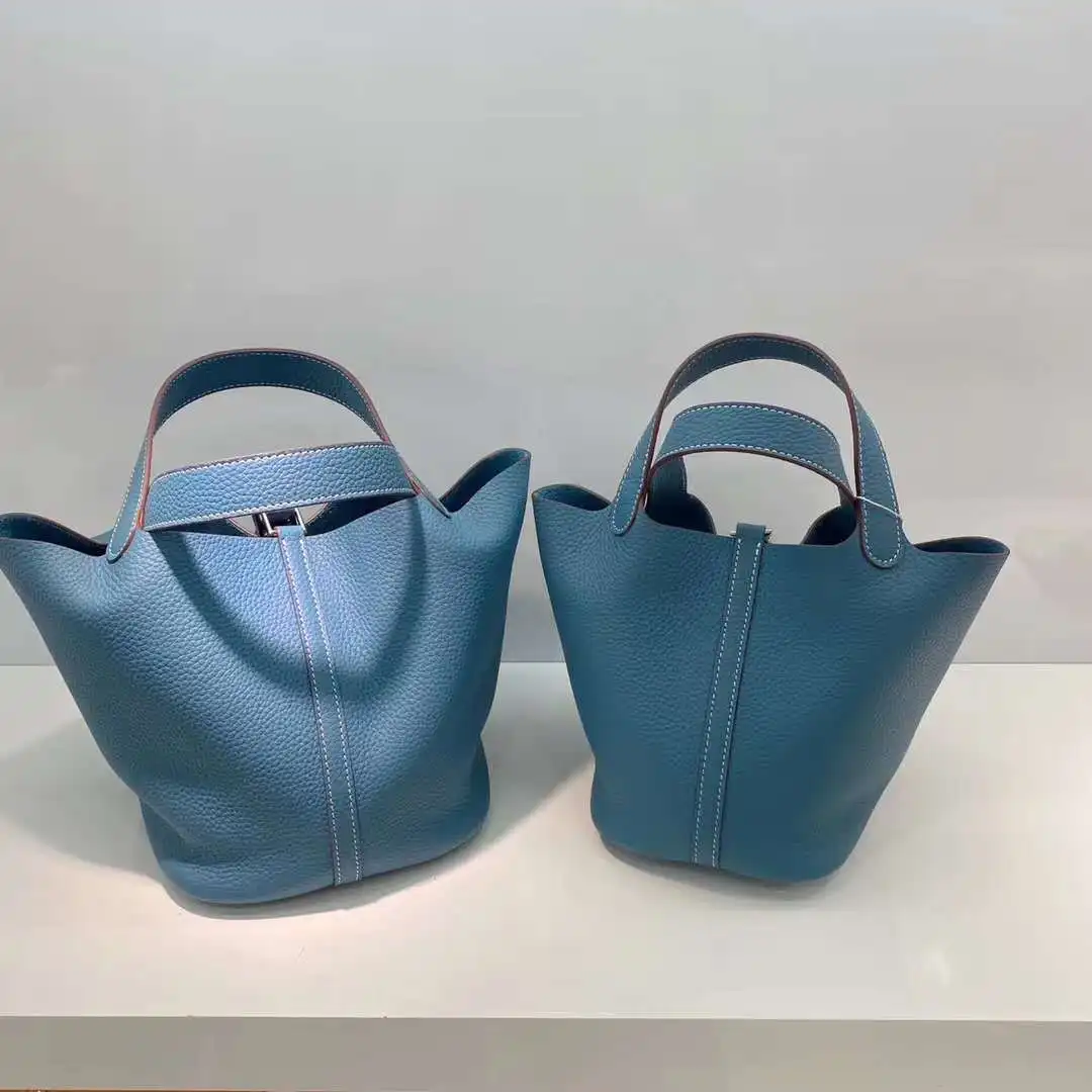 

Top layer cowhide vegetable basket bag, soft leather bucket bag