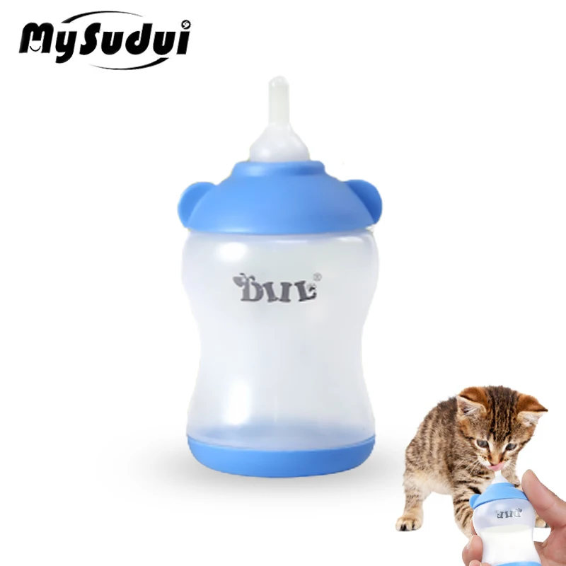 

Бутылочка для кормления питомцев MySudui Bionic, мягкая, легко всасывает котят, щенков, специальная защита от укусов, прочная, большая емкость для ...