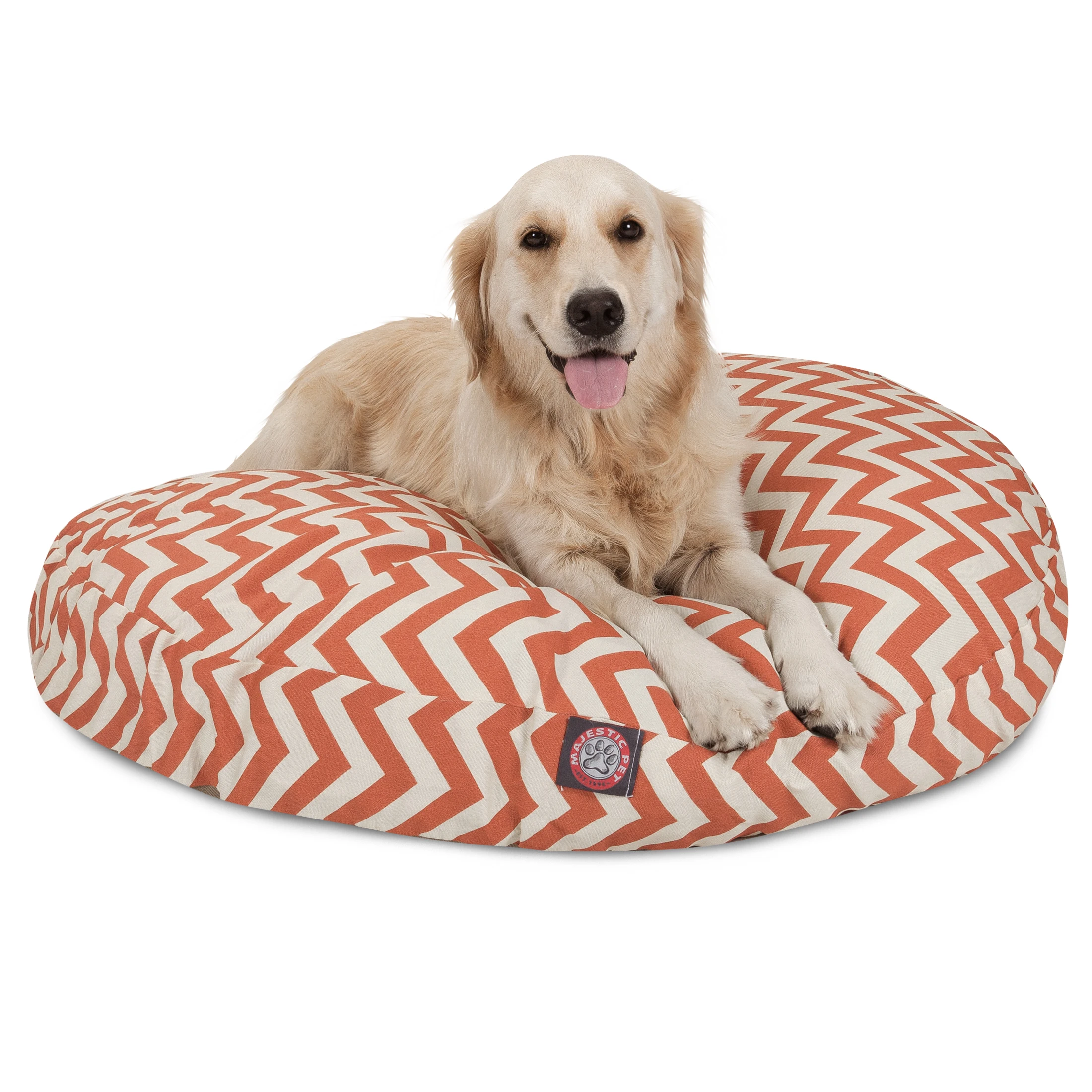 

HMTX | Chevron Round Pet Bed For Dogs, Removable Cover, Burnt Orange, Large