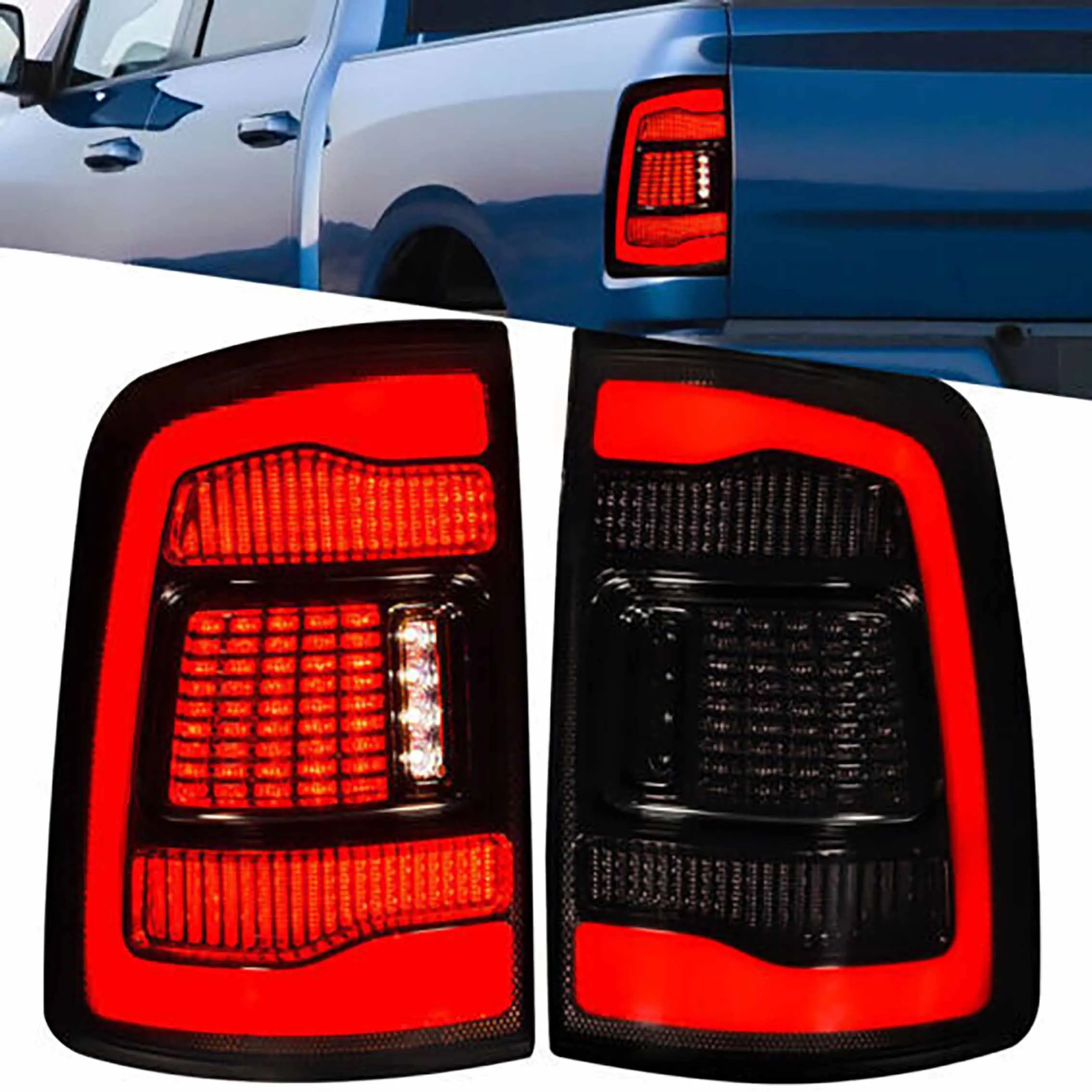 

Fit For 2009 2010 2012 2013 2014 2015 2016 2017 2018 2019 Dodge Ram 1500 2500 Red LED Tail Lights Brake Reverse Lamps