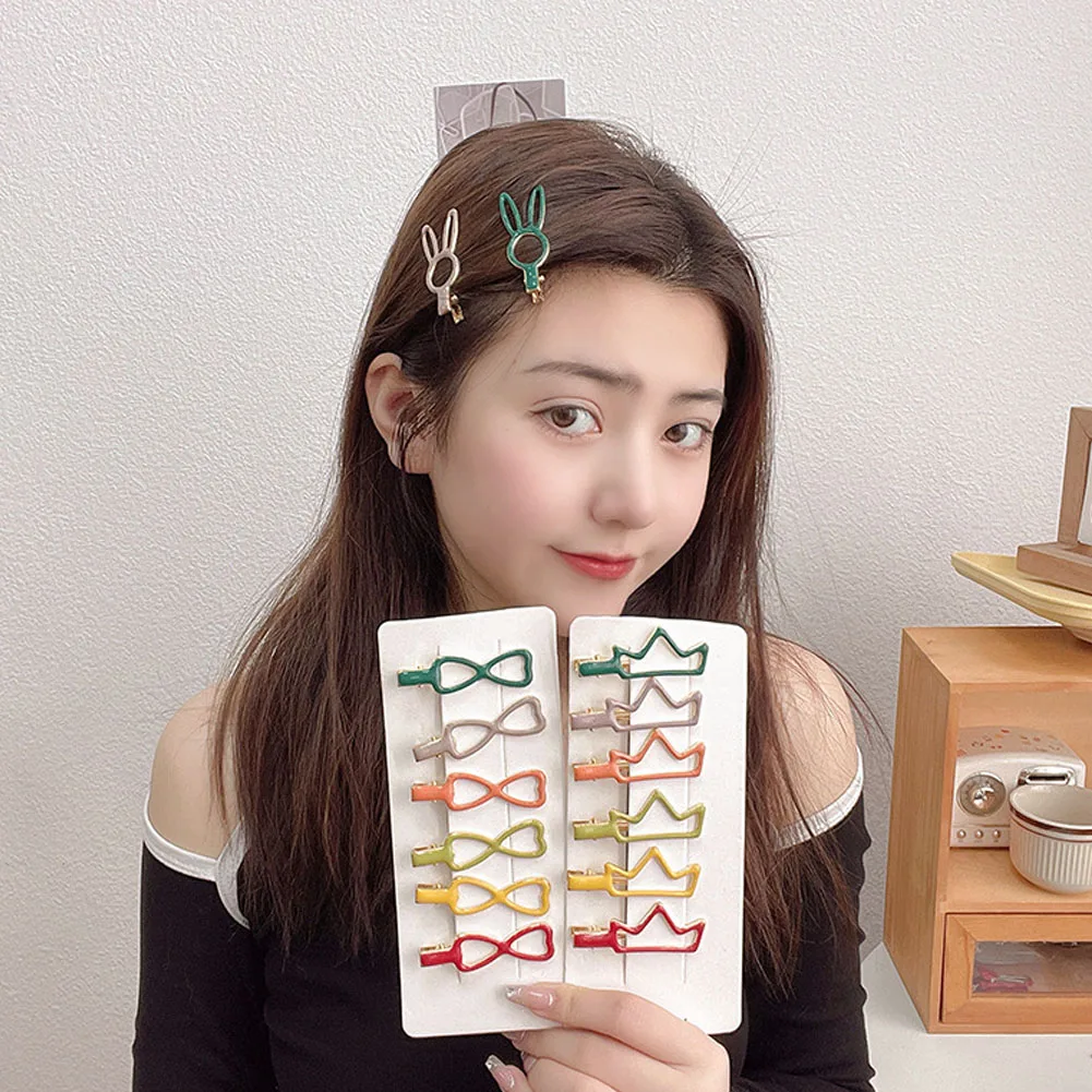 

6Pcs/Set Candy Colors Hair Clips For Girls Women Simple Basic Sweet Hairpins Painted Colorful Matte Hair Accessories Barrette