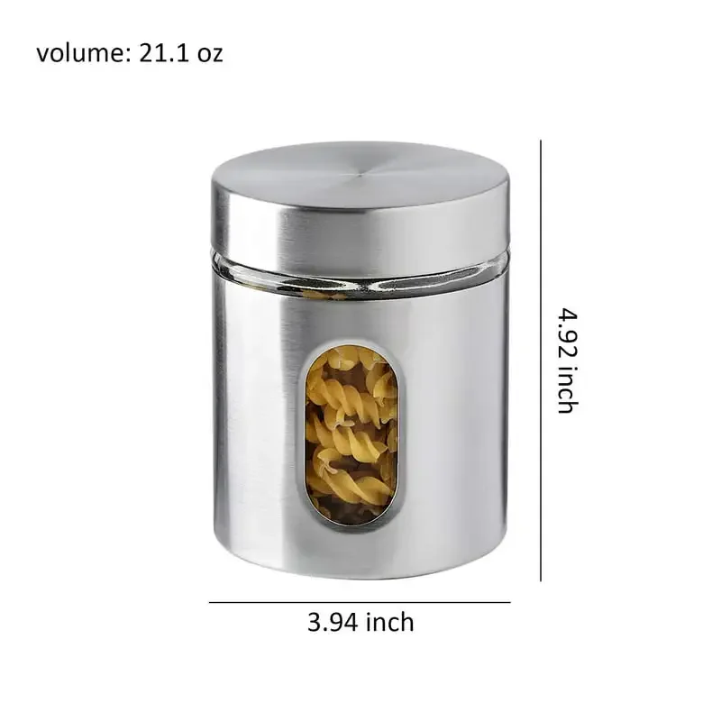 

Stainless Steel and Glass Canister with Window, 5
