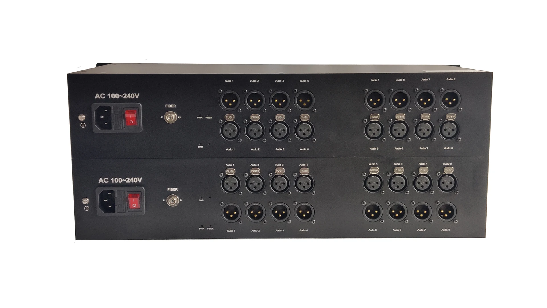 HL-8AA-XLR-T/R 8 channel bidi xlr balanced audio over fiber converter