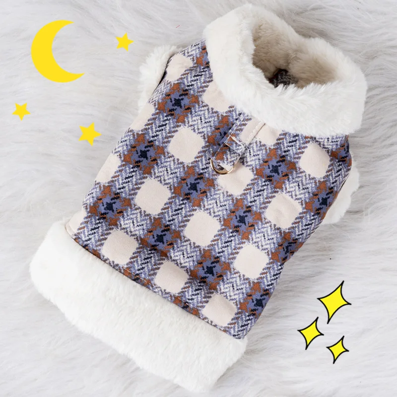 

Теплая одежда для собак на осень и зиму, новая утолщенная и бархатная одежда, можно подключить к тянущейся одежде, плюшевый мишка, одежда для...