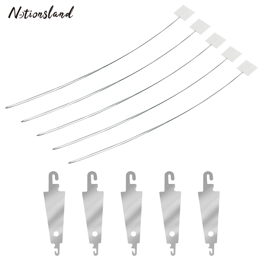 

5Pcs 20cm Long Needle Threader Embroidery Floss Cross Stitch Needle Threaders with 5 Metal Needle Threaders for DIY Sewing Craft
