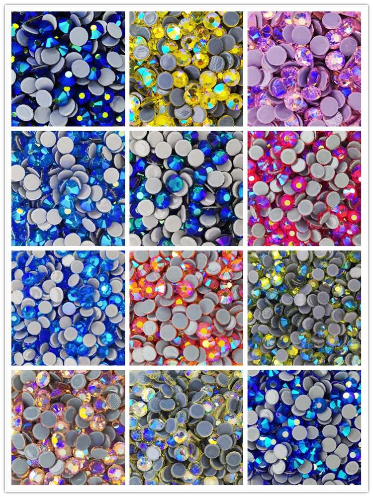 

All Color ss6 2mm Top Quality Crystal Glass Super Bright Hot Fix Rhinestone Strass Hotfix Iron On Rhinestones for Fabric Garment