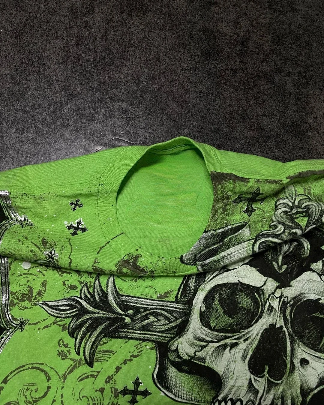 Футболка Y2K Мужская в стиле ретро зеленый модный топ с принтом черепа Спортивная