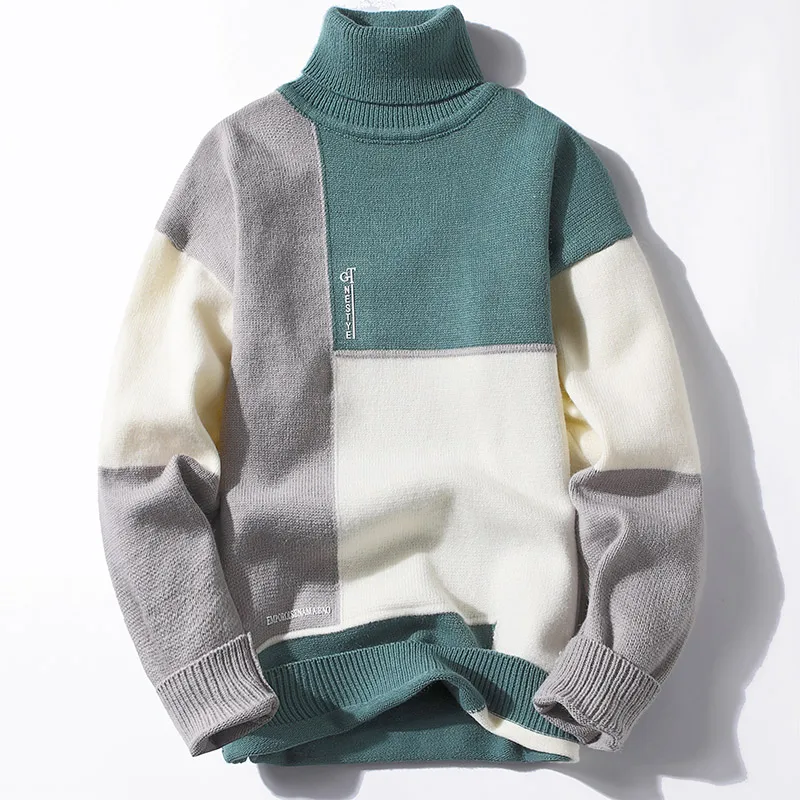 

2022 Winter Men Turtleneck Cashmere Sweater Trend Plush Thick Bottoming Sweater Solid Color Casual Fashion Male Warm Pullovers