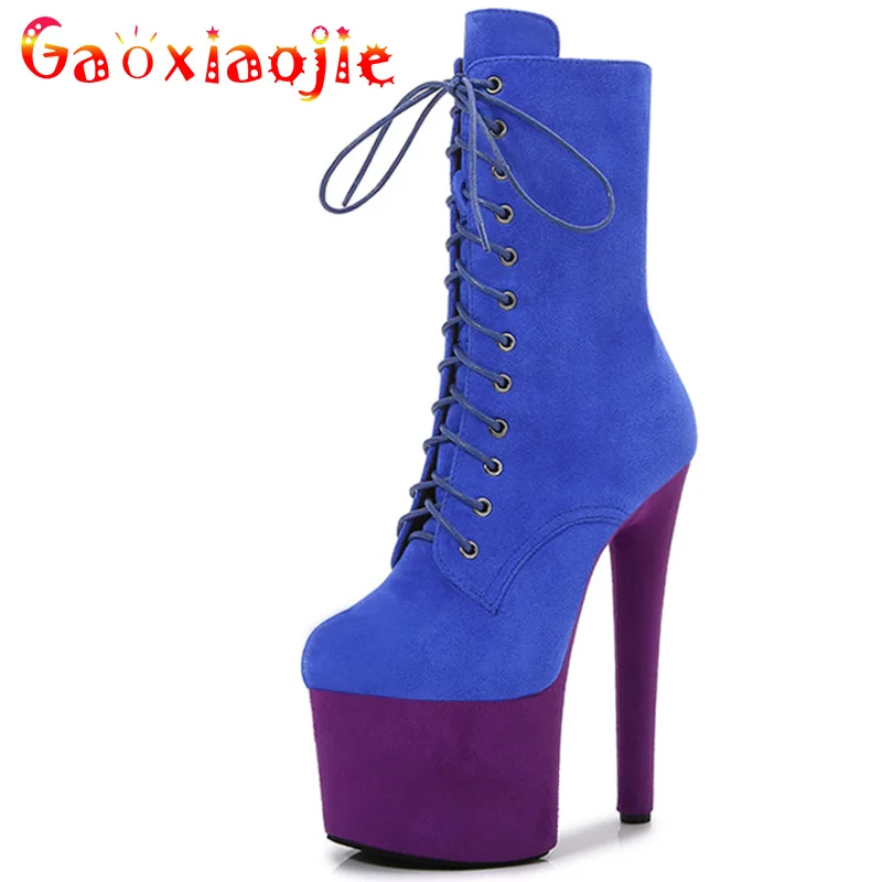 

Новый дизайн, сексуальная обувь на экстремальном каблуке, женские ботильоны на молнии для ночного клуба, замшевые ботинки для вечерние 17 см, ботинки для подиума, модельные Ботинки на каблуке