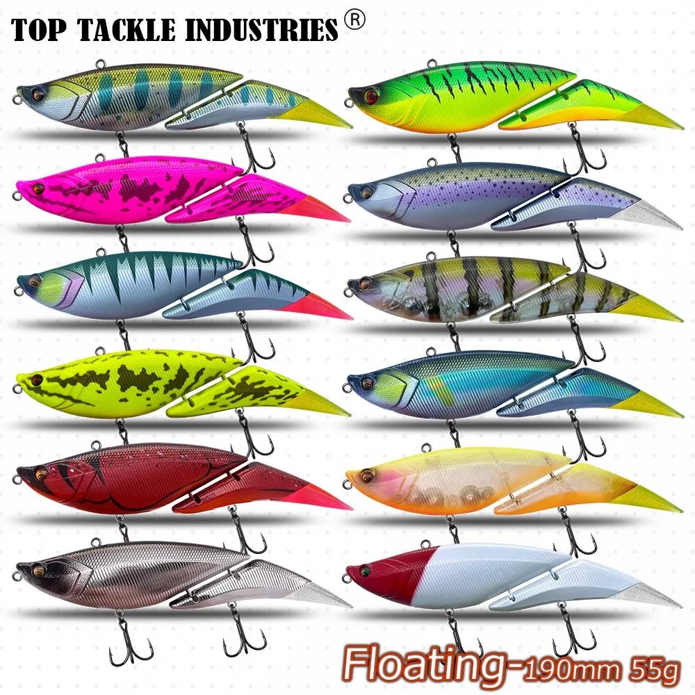 

2 Sections SwimBait 21Colors 190mm 55g Wobbler Floating Jointed Lure Pointed Tails Soft Skirt Tails Fishing Lure