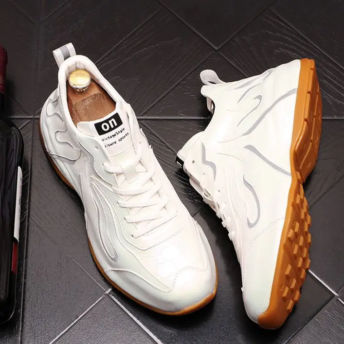 

High Tops Luxury Brand Men Sneakers Shoes White Leather Package Bottom Hip Hop Casual Shoes Trainers